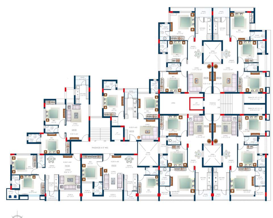  avenue Shanti Avenue Cluster Plan from 2nd to 6th Floor