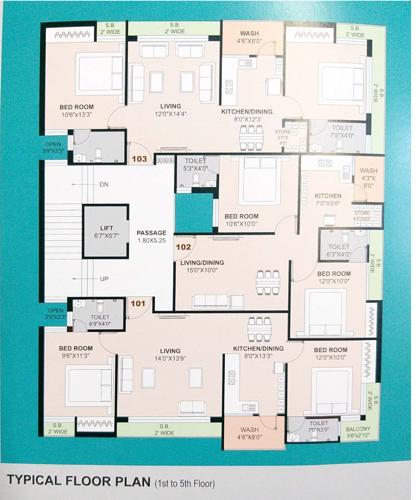 KRUSHNASHRAY APARTMENT Cluster Plan from 1st to 5th Floor apartment KRUSHNASHRAY APARTMENT Cluster Plan from 1st to 5th Floor