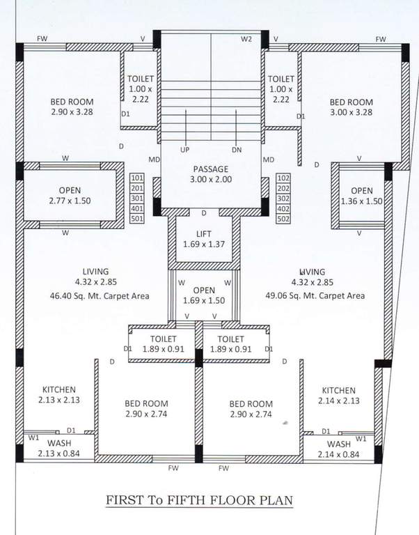 madhav apartment Madhav Apartment Cluster Plan from 1st to 5th Floor