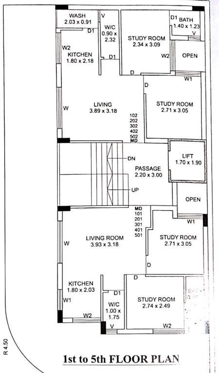  mahel Rudray Mahel Cluster Plan from 1st to 5th Floor