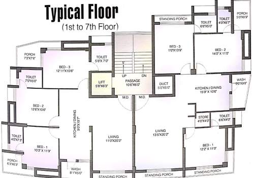 Saptak Cluster Plan from 1st to 7th Floor saptak Saptak Cluster Plan from 1st to 7th Floor