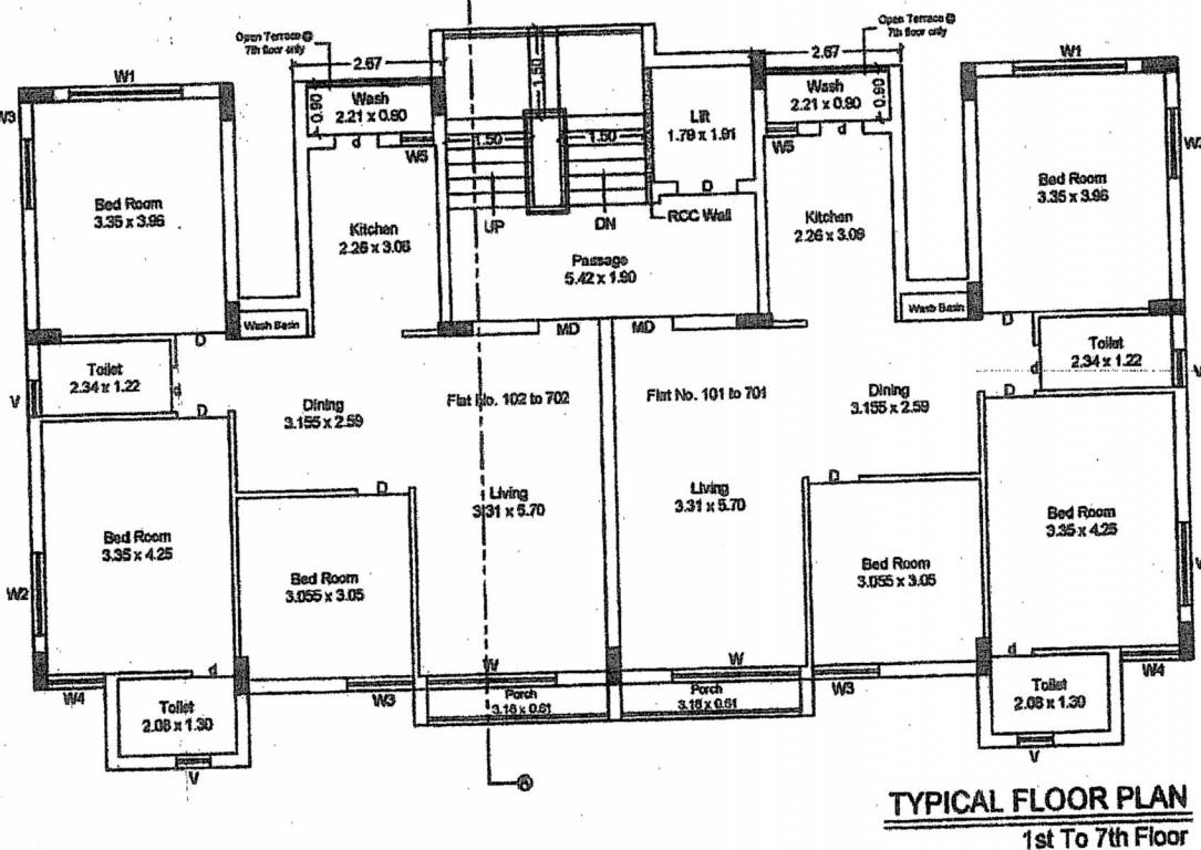  height SHREEJI HEIGHT Cluster Plan from 1st to 7th Floor