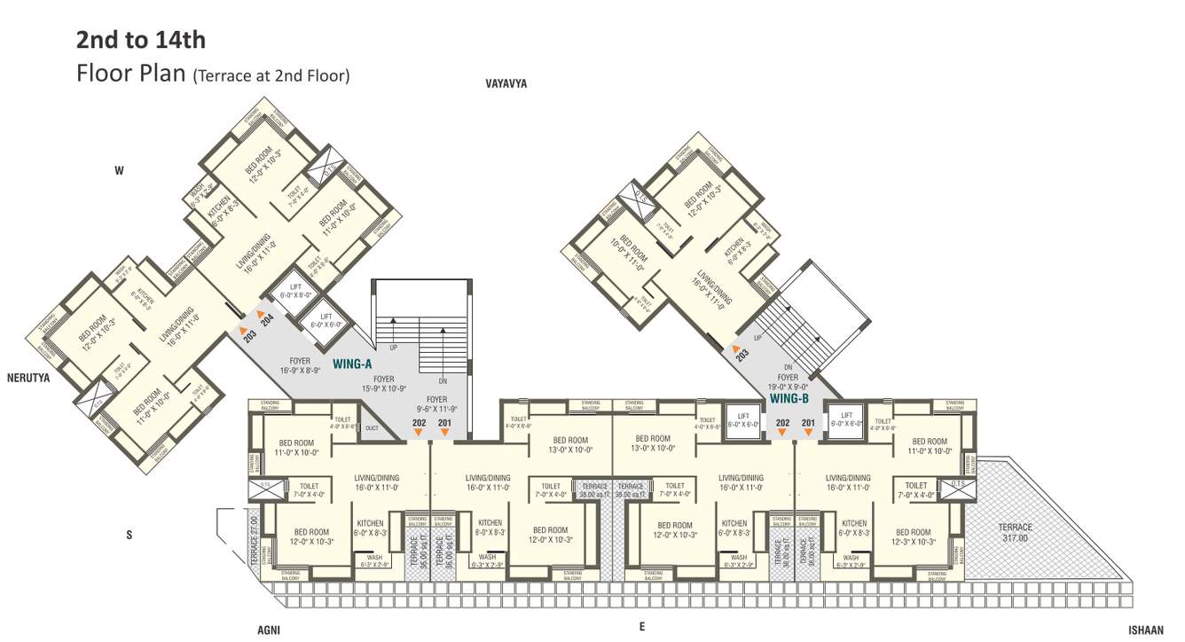  shyama sky life Cluster Plan from 2nd to 14th Floor