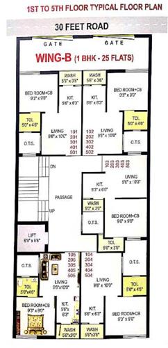  city-one-world-wing-b City One World Wing B Cluster Plan from 1st to 5th Floor