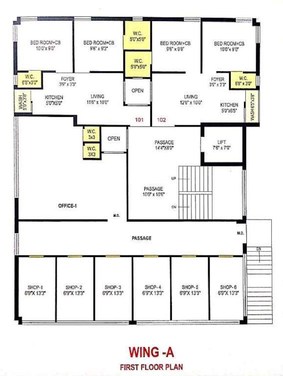  city one world wing a City One World Wing A Cluster Plan for 1st Floor