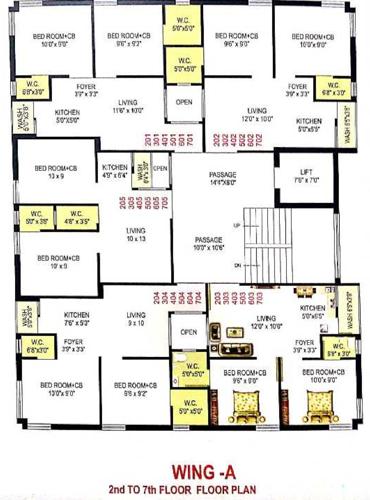  city-one-world-wing-a City One World Wing A Cluster Plan from 2nd to 7th Floor