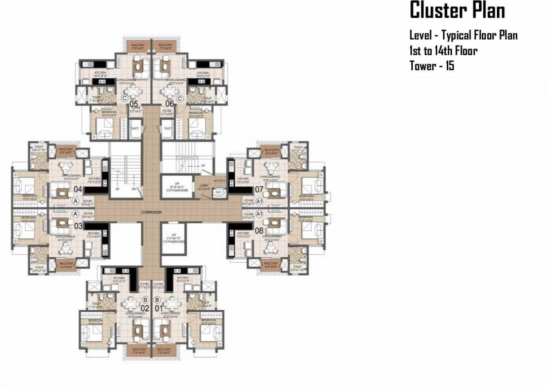  primrose hills ph i Tower 15 Cluster Plan for Typical Floor