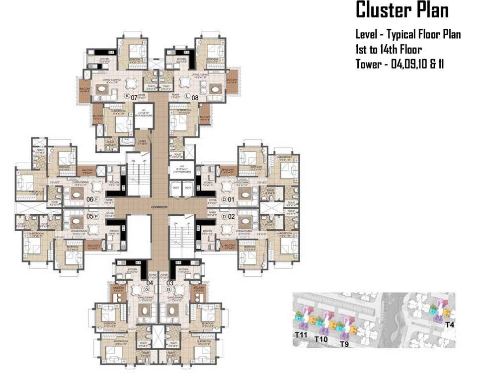  primrose hills ph i Tower 4,9, 10, and 11 Cluster Plan for typical Floor