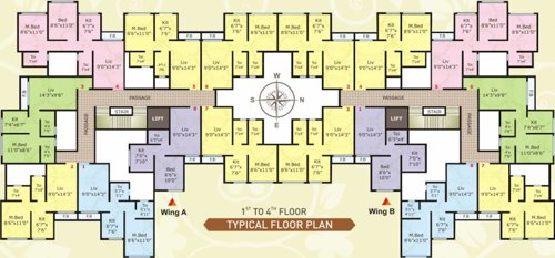  residency WING A And B Cluster Plan from 1st to 4th Floor