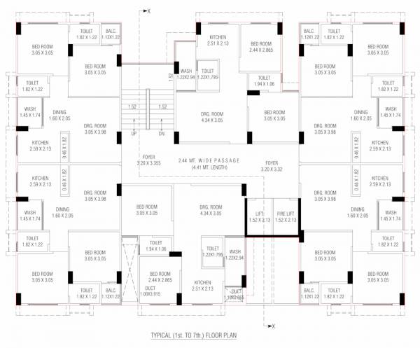  platinum Tower A Cluster Plan from 1st to 7th Floor