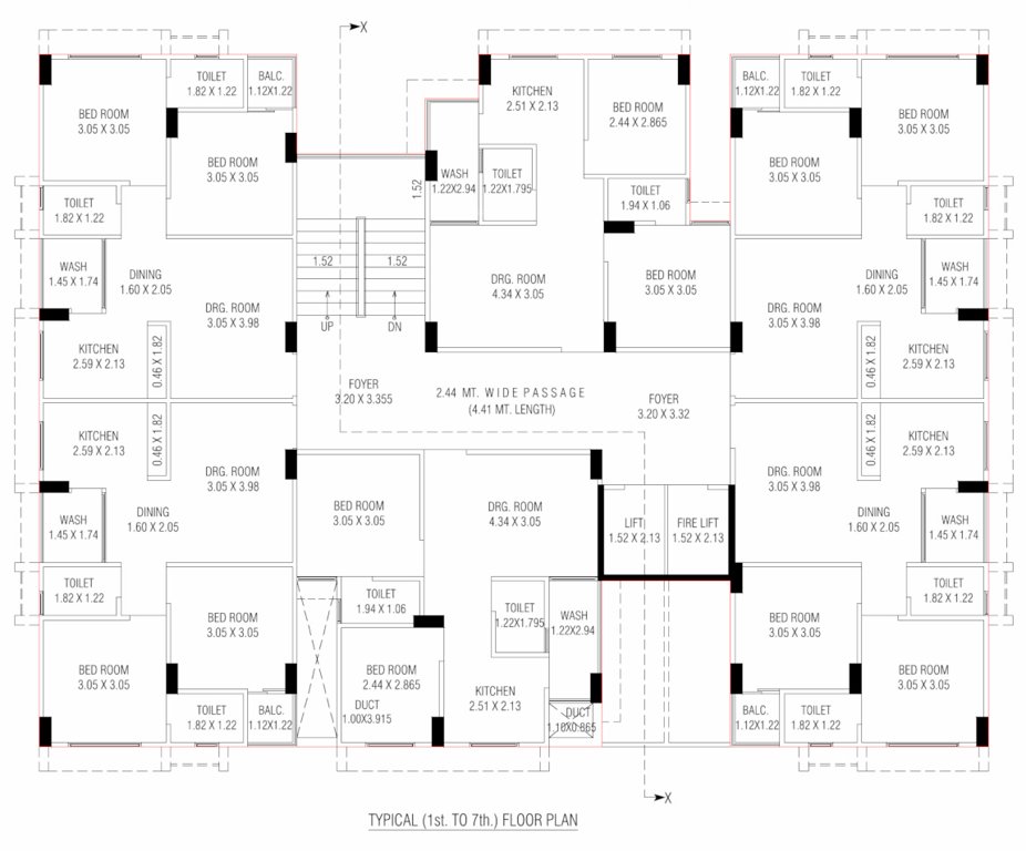  platinum Tower A Cluster Plan from 1st to 7th Floor