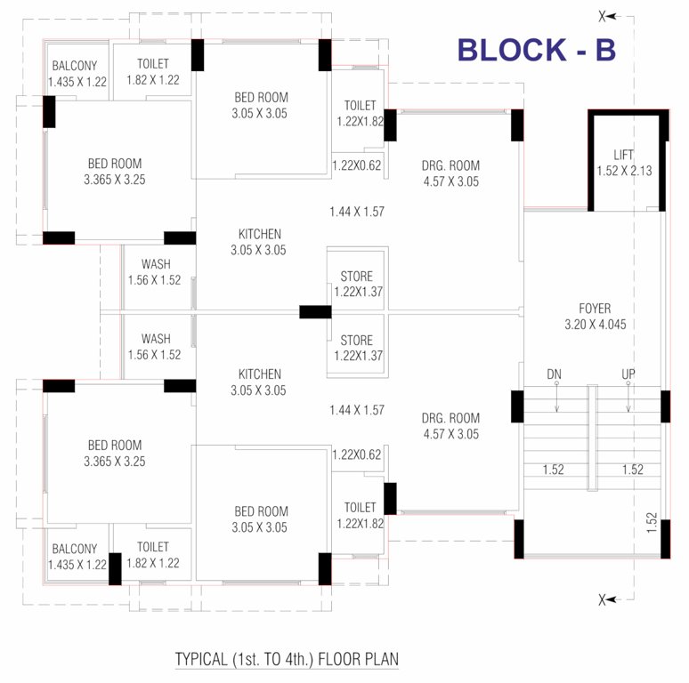  platinum Tower B Cluster Plan from 1st to 4th Floor