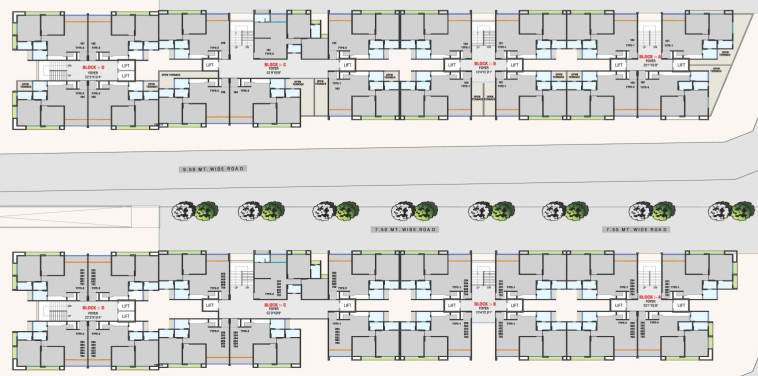  sukh sahitya heights Tower A, B, C And D Typical Cluster Plan From 1st To 7th Floor
