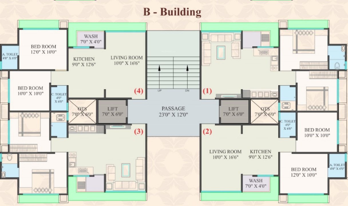  silvassa twin tower Tower B Cluster Plan From 1st To 14th Floor