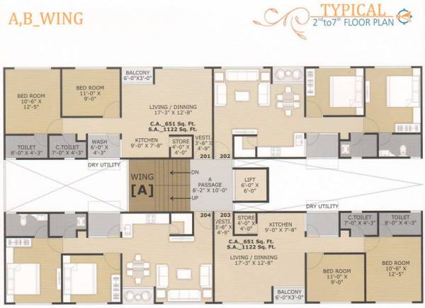  heights Block A Cluster Plan from 2nd to 7th Floor