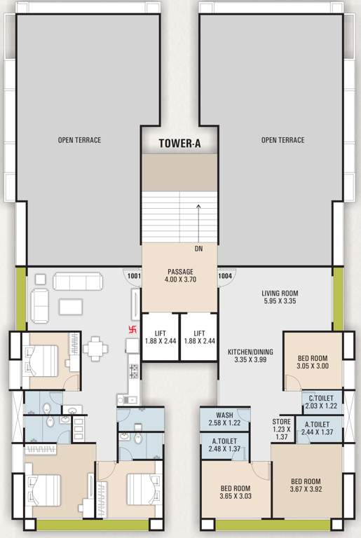  avenue A Cluster Plan for 10th Floor