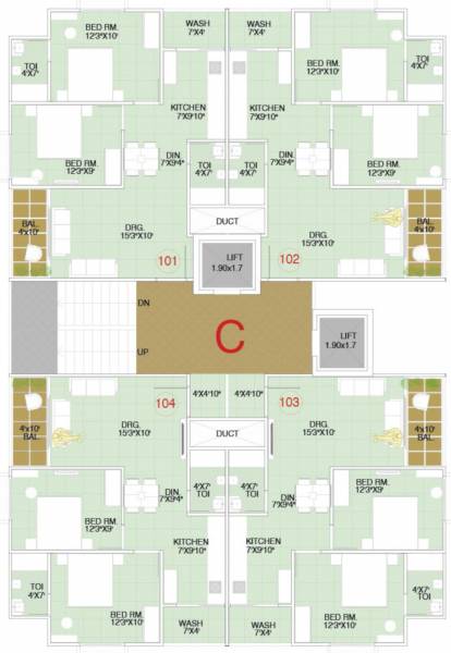  radhe-elegance-phase-1 Tower C Cluster Plan