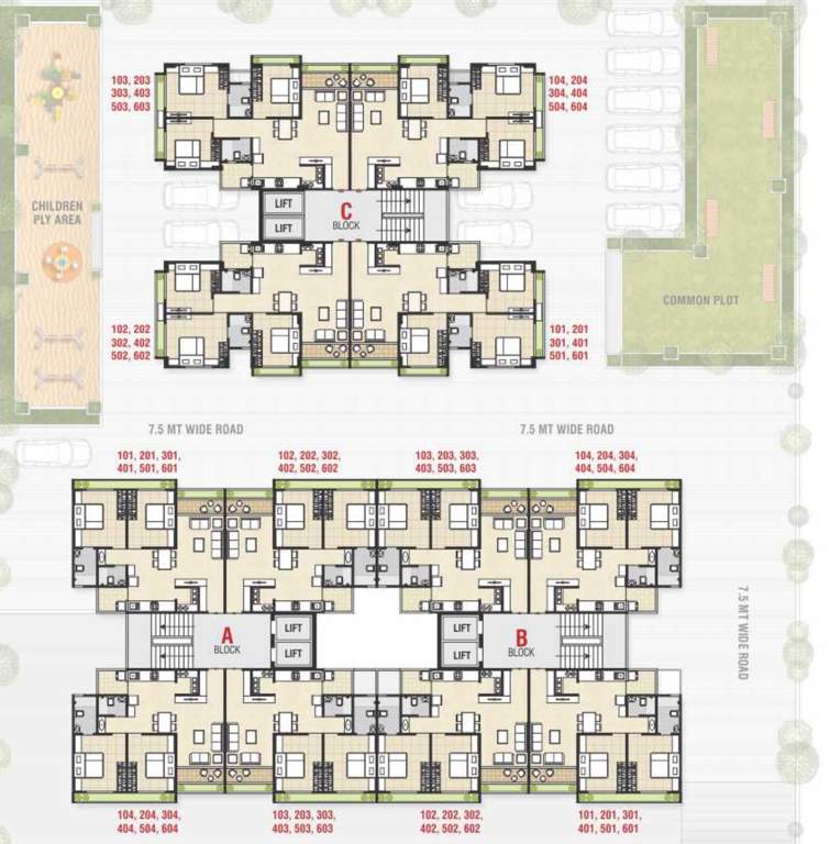  sahajanand sparsh Tower A+B Cluster Plan