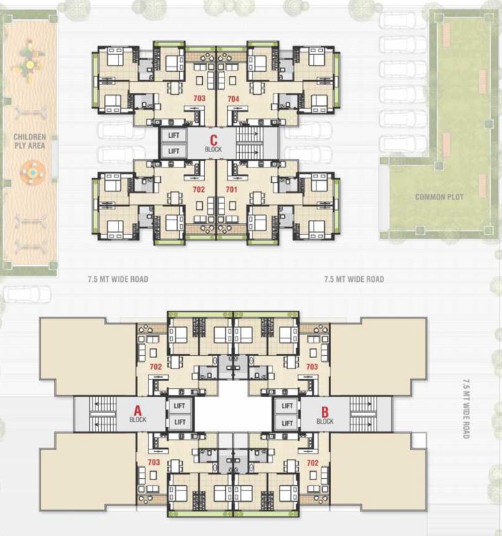  sahajanand sparsh Tower A+B Cluster Plan for 7th Floor