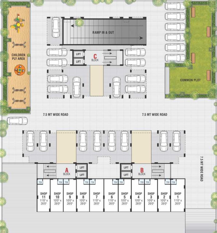  sahajanand sparsh Tower C Cluster Plan for ground Floor