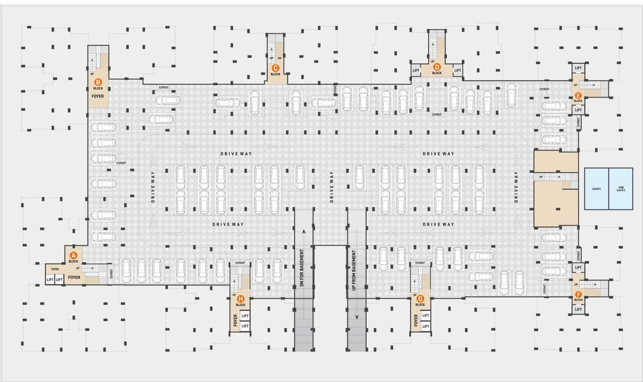  uma greens A, B, C, D, E, F, G And H  Basement Cluster Plan