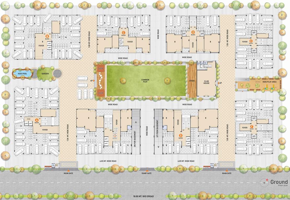  uma greens A, B, C, D, E, F, G And H Cluster Plan for ground Floor