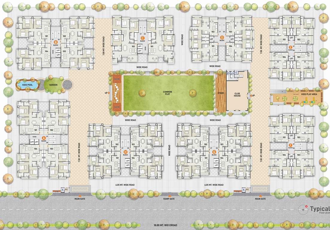  uma greens A, B, C, D, E, F, G And H  Cluster Plan from 1st to 7th Floor
