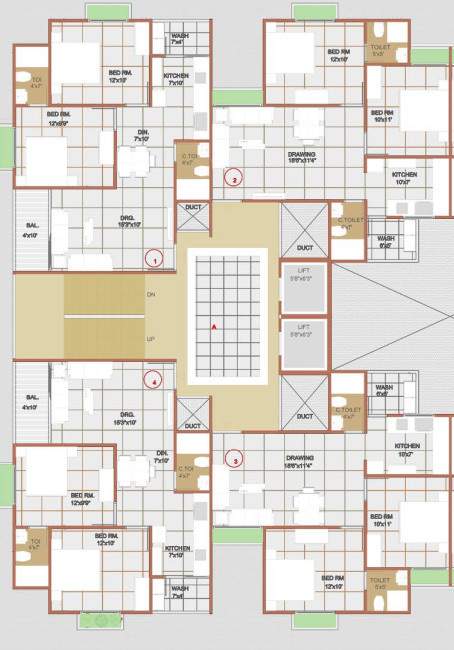  radhe girivar Tower A Cluster Plan From 1st To 7th Floor