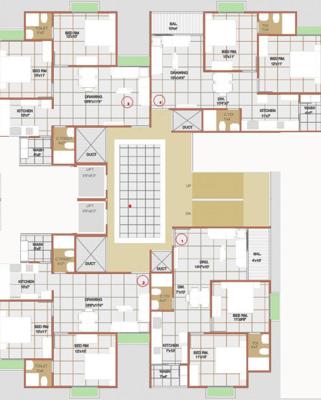  radhe-girivar Tower B Cluster Plan From 1st To 7th Floor