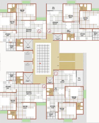  radhe-girivar Tower B Cluster Plan From 1st To 7th Floor
