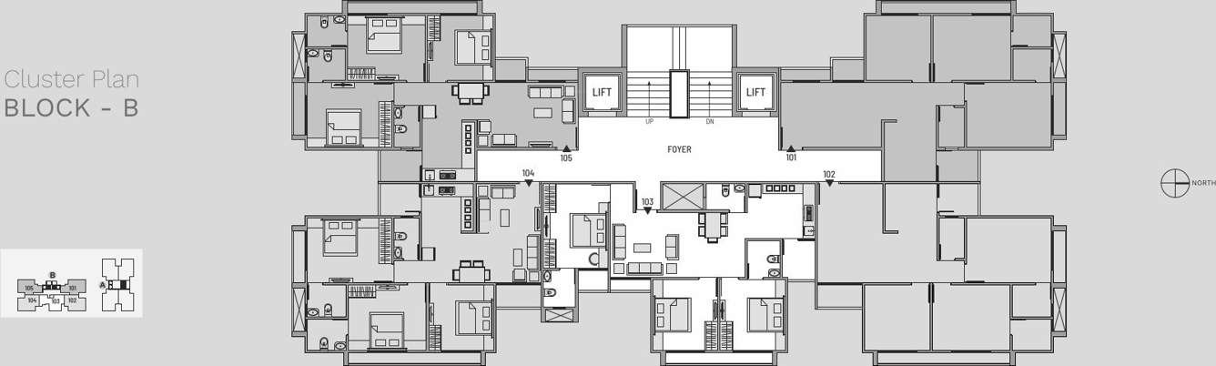  shivana aurum Block B Cluster Plan for Typical Floor