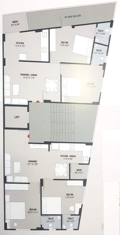  geeta apartments Geeta Apartments Cluster Plan from 1st to 5th Floor