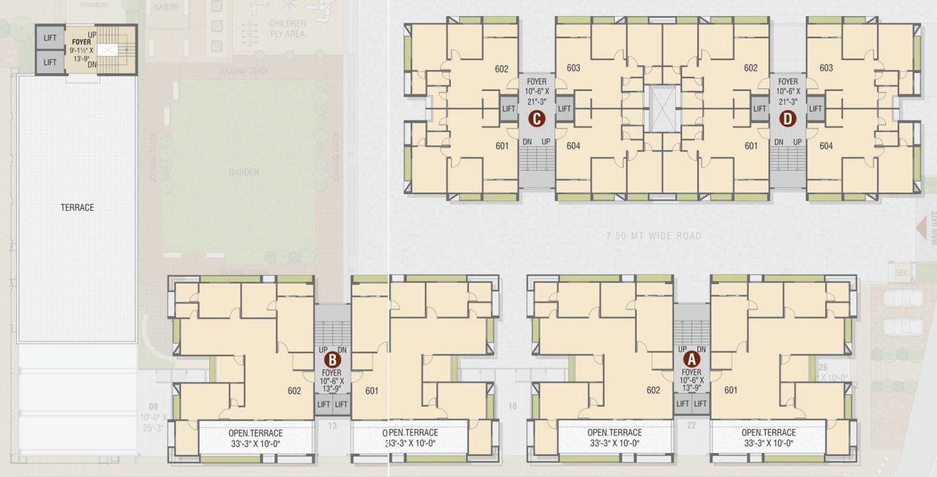  shree hari 142 Block A, B, C And D Cluster Plan For 6th Floor