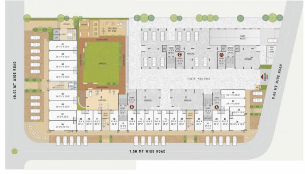  shree-hari-142 Block A, B, C And D Cluster Plan For Ground Floor