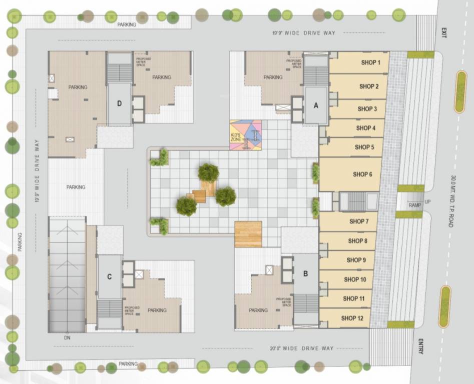  radhe skyline 2 Block A, B, C And D Cluster Plan For Ground Floor