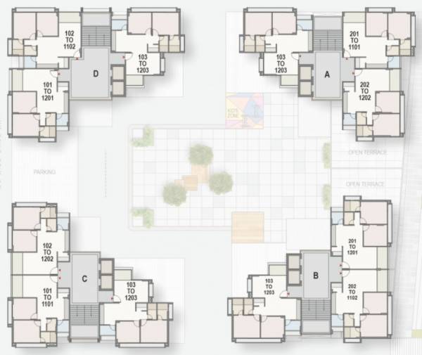  radhe-skyline-2 Block A, B, C And D Typical Cluster Plan 
