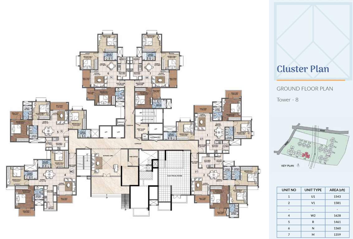  primrose hills ph 2 Tower 8 Cluster Plan for ground Floor