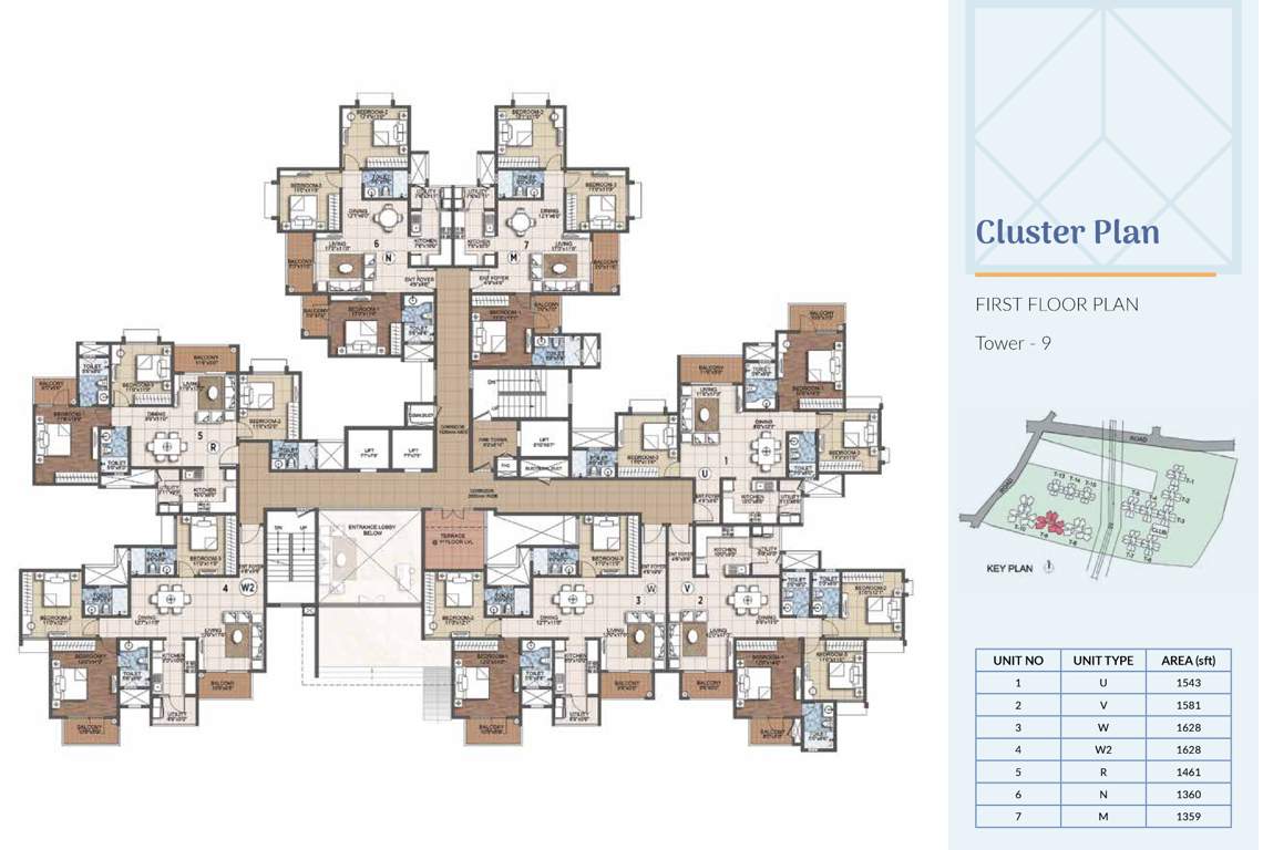  primrose hills ph 2 Tower 9 Cluster Plan for 1st Floor
