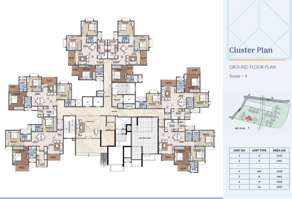  primrose hills ph 2 Tower 9 Cluster Plan for ground Floor