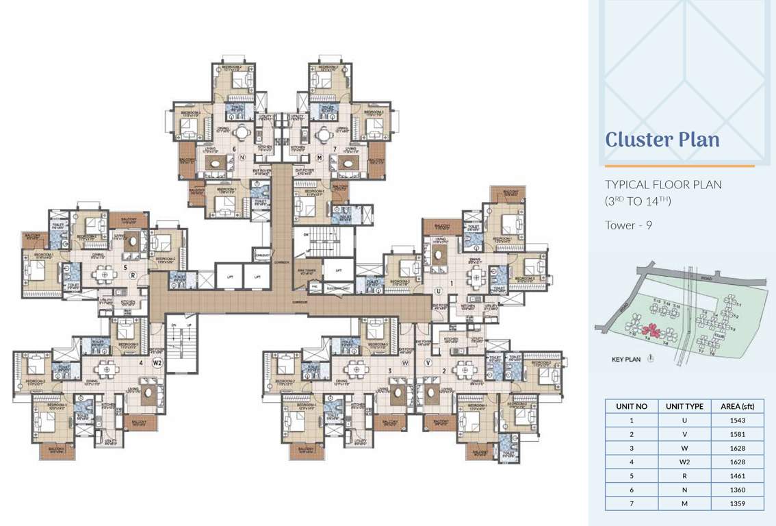  primrose hills ph 2 Tower 9 Cluster Plan from 3rd to 14th Floor