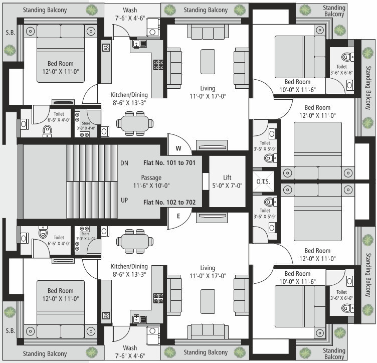  classic Classic Cluster Plan for typical Floor