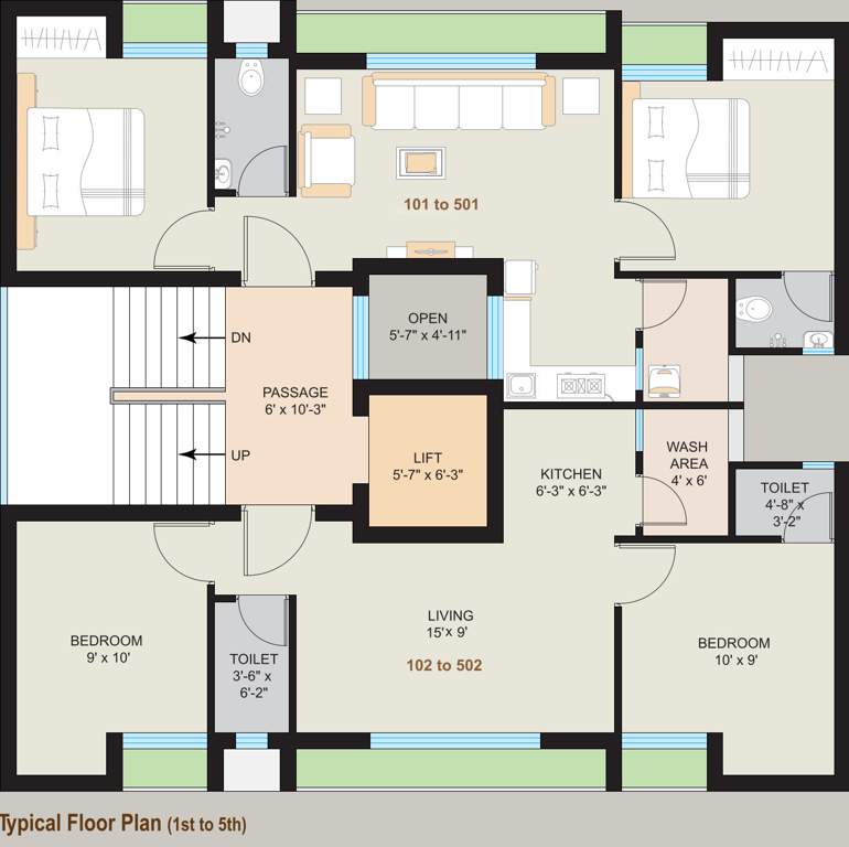  krishna heights Krishna Heights Cluster Plan From 1st To 5th Floor
