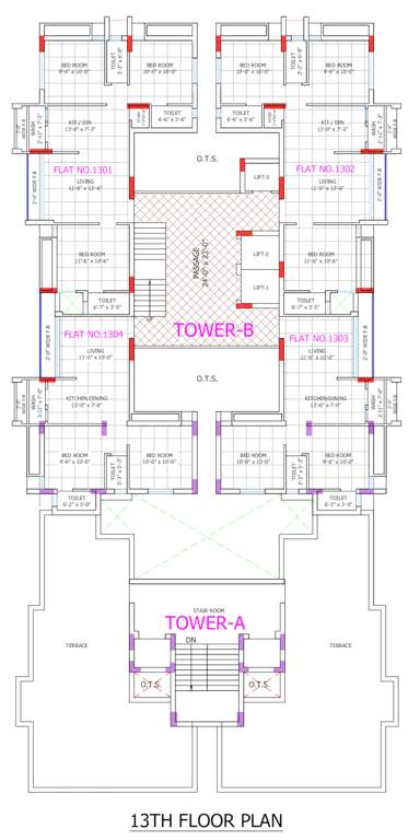  silver hills Tower A Cluster Plan for 13th Floor