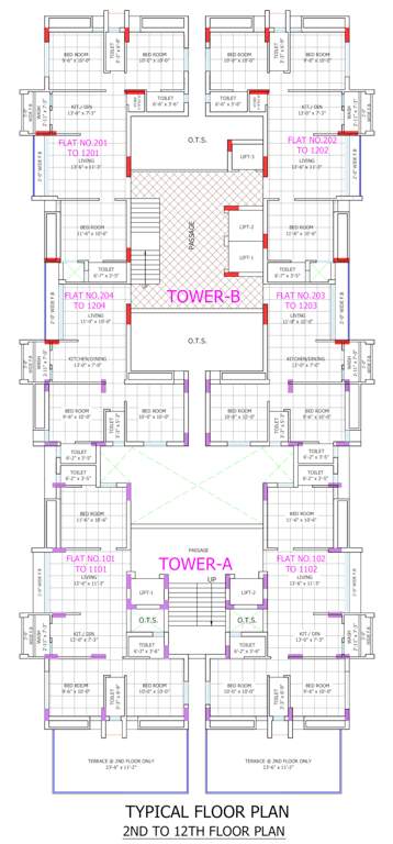  silver hills Tower A Cluster Plan from 2nd to 12th Floor