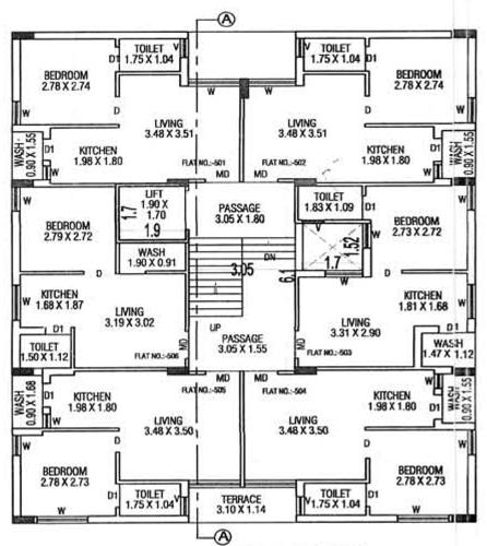  madhav-apartment Madhav Apartment Cluster Plan for 5th Floor