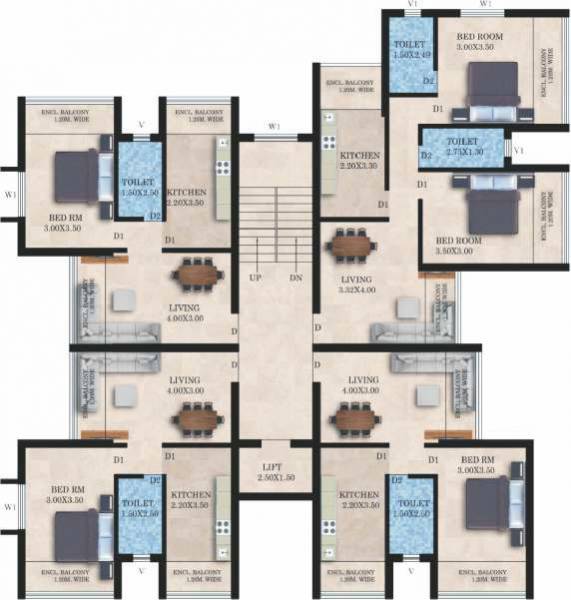  avenue Avenue Cluster Plan For Typical Floor