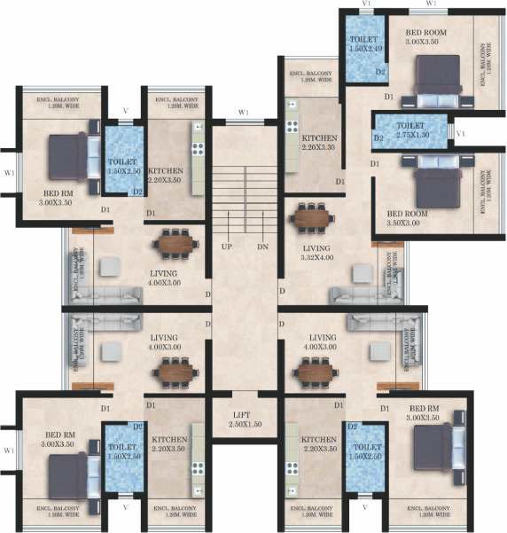  avenue Avenue Cluster Plan For Typical Floor