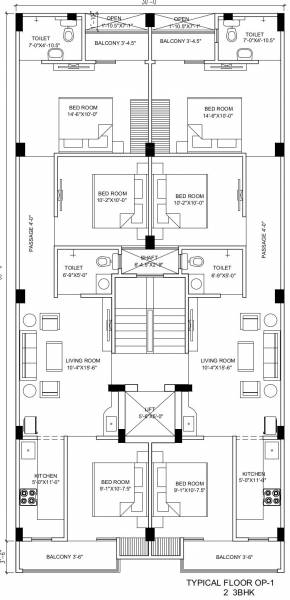  homes Krishna Homes Cluster Plan for Typical Floor