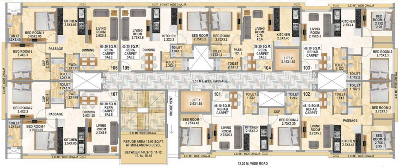  sahyadri heights Sahyadri Heights Cluster Plan from 1st to 16th Floor