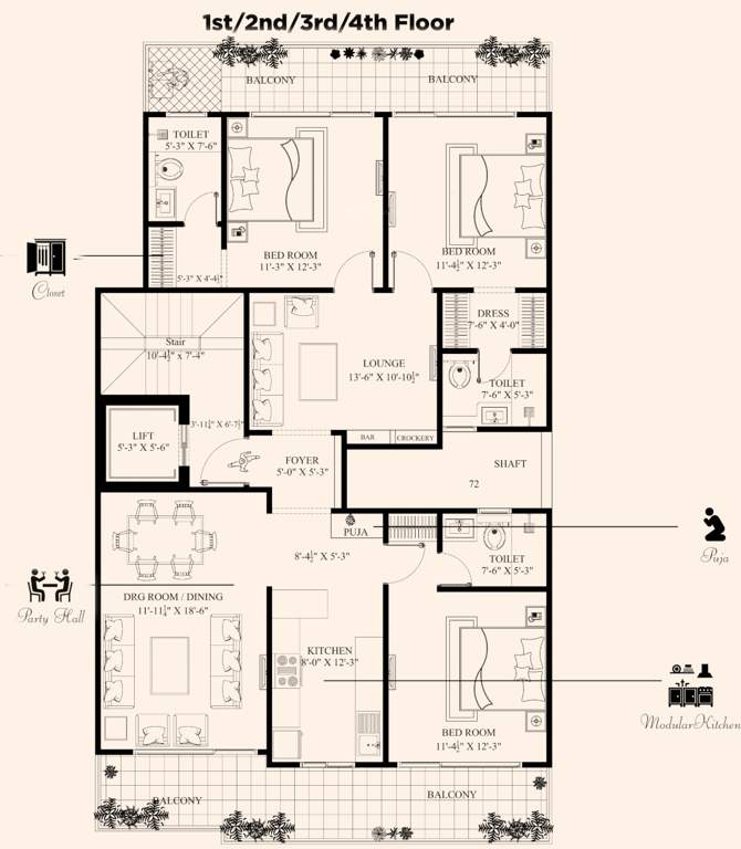  palm floors 2 Palm Floors 2 Cluster Plan from 1st to 4th Floor